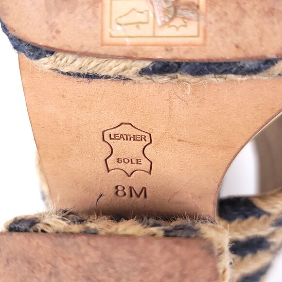 Tory Burch Heels Womens 8 Sandals Slip On Platform Slide Chunky Jute Woven Lola - Picture 3 of 10